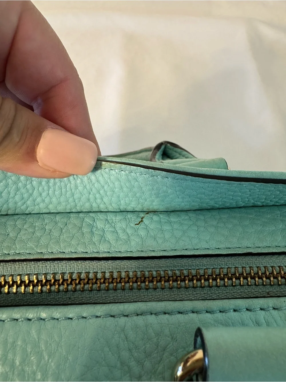 kate spade - Robins egg blue pebble leather shoulder bag with detachable strap